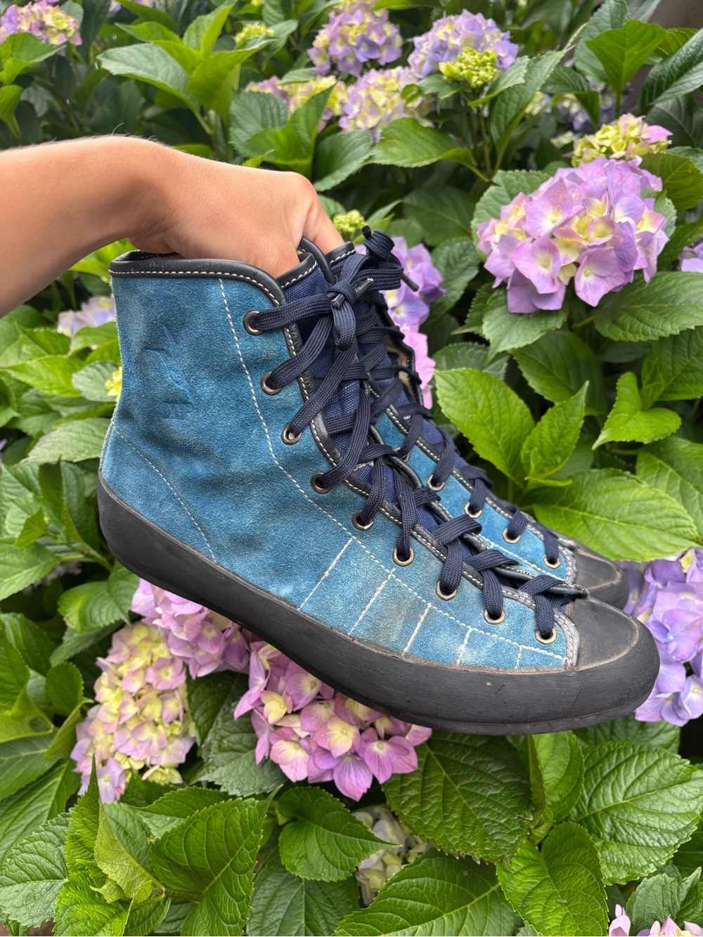 Men's Vintage 80’s XP Blue High-Top Canvas and Suede Climbing Shoes